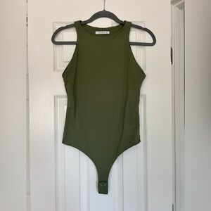 ReoRia Women’s Olive Green Thong Bodysuit